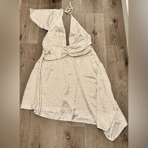 WeWoreWhat Crystal Asymmetrical White Studded Dress Size 16 NWT